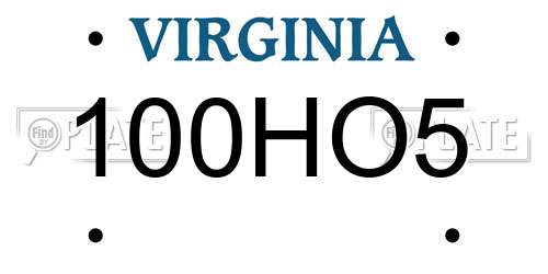 100HO5 Virginia License Plate