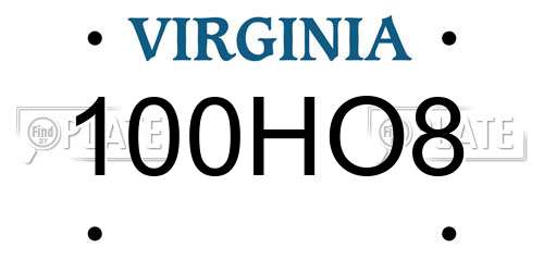 100HO8 Virginia License Plate