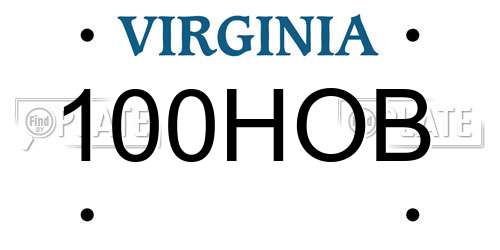 100HOB Virginia License Plate