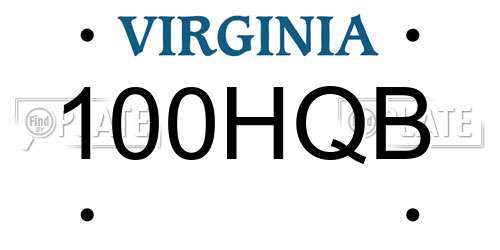 100HQB Virginia License Plate