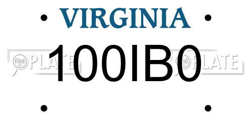 100IB0 Virginia License Plate