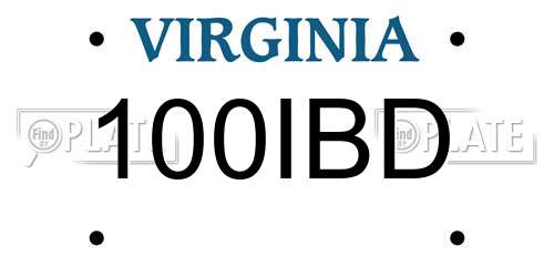 100IBD Virginia License Plate