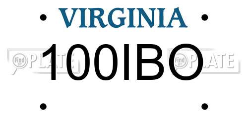 100IBO Virginia License Plate