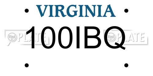 100IBQ Virginia License Plate