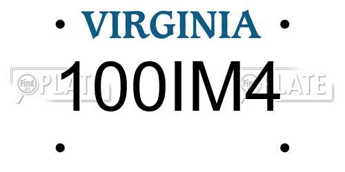 100IM4 Virginia License Plate