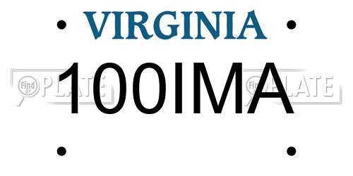 100IMA Virginia License Plate