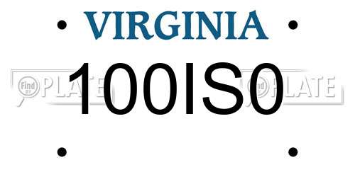 100IS0 Virginia License Plate