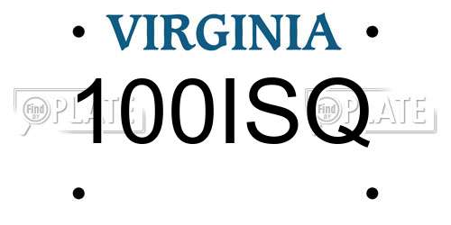 100ISQ Virginia License Plate