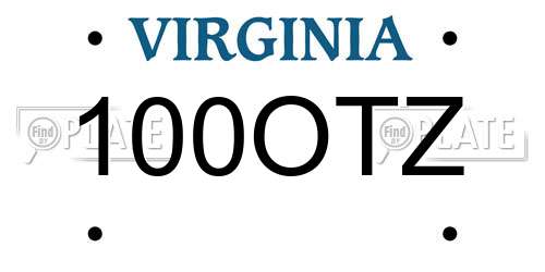 100OTZ Virginia License Plate