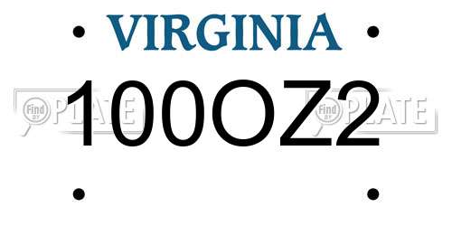 100OZ2 Virginia License Plate