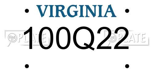 100Q22 Virginia License Plate