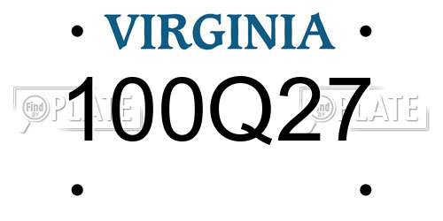 100Q27 Virginia License Plate