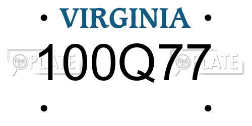 100Q77 Virginia License Plate