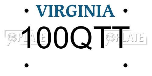 100QTT Virginia License Plate