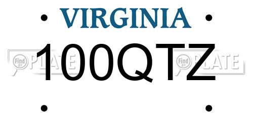100QTZ Virginia License Plate