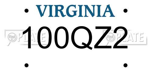 100QZ2 Virginia License Plate