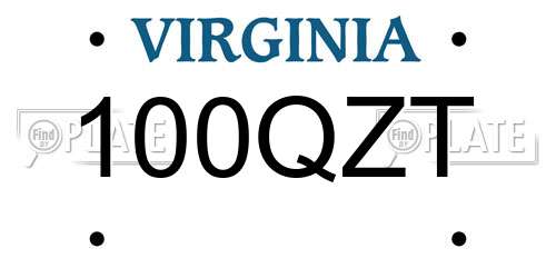 100QZT Virginia License Plate