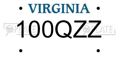 100QZZ Virginia License Plate