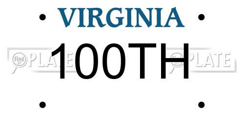 100TH Virginia License Plate