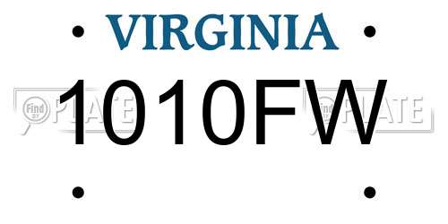 1010FW Virginia License Plate