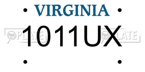 1011UX Virginia License Plate