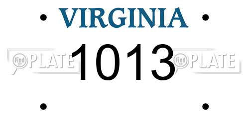 1013 Virginia License Plate