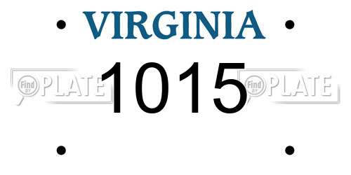 1015 Virginia License Plate
