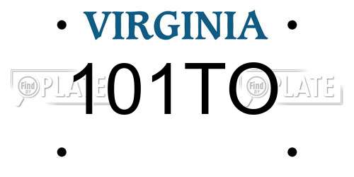 101TO Virginia License Plate