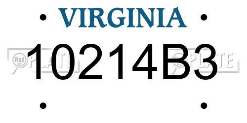 10214B3 Virginia License Plate