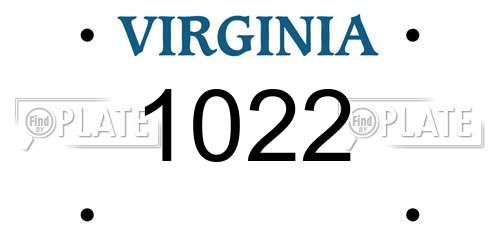 1022 Virginia License Plate