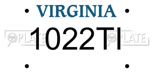 1022TI Virginia License Plate