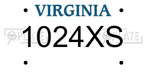 1024XS Virginia License Plate