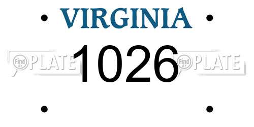 1026 Virginia License Plate