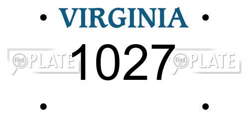 1027 Virginia License Plate