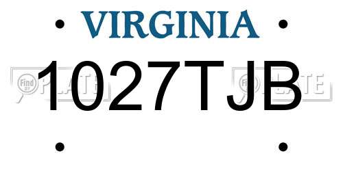 1027TJB Virginia License Plate