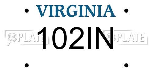102IN Virginia License Plate
