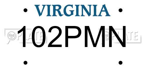 102PMN Virginia License Plate