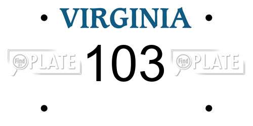 103 Virginia License Plate