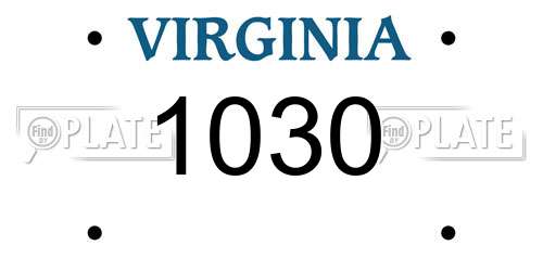 1030 Virginia License Plate