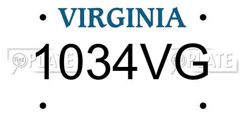 1034VG Virginia License Plate