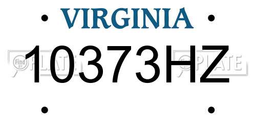 10373HZ Virginia License Plate