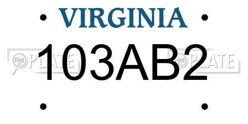 103AB2 Virginia License Plate