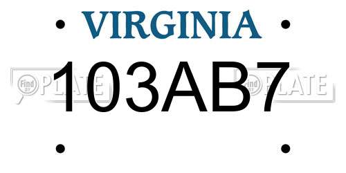 103AB7 Virginia License Plate