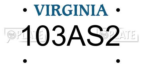 103AS2 Virginia License Plate