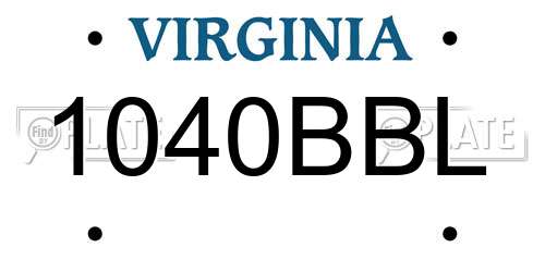 1040BBL Virginia License Plate