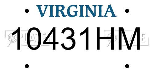 10431HM Virginia License Plate