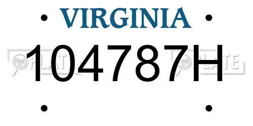 104787H Virginia License Plate