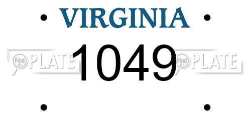 1049 Virginia License Plate