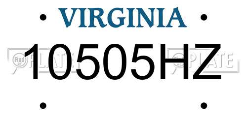 10505HZ Virginia License Plate