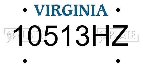 10513HZ Virginia License Plate